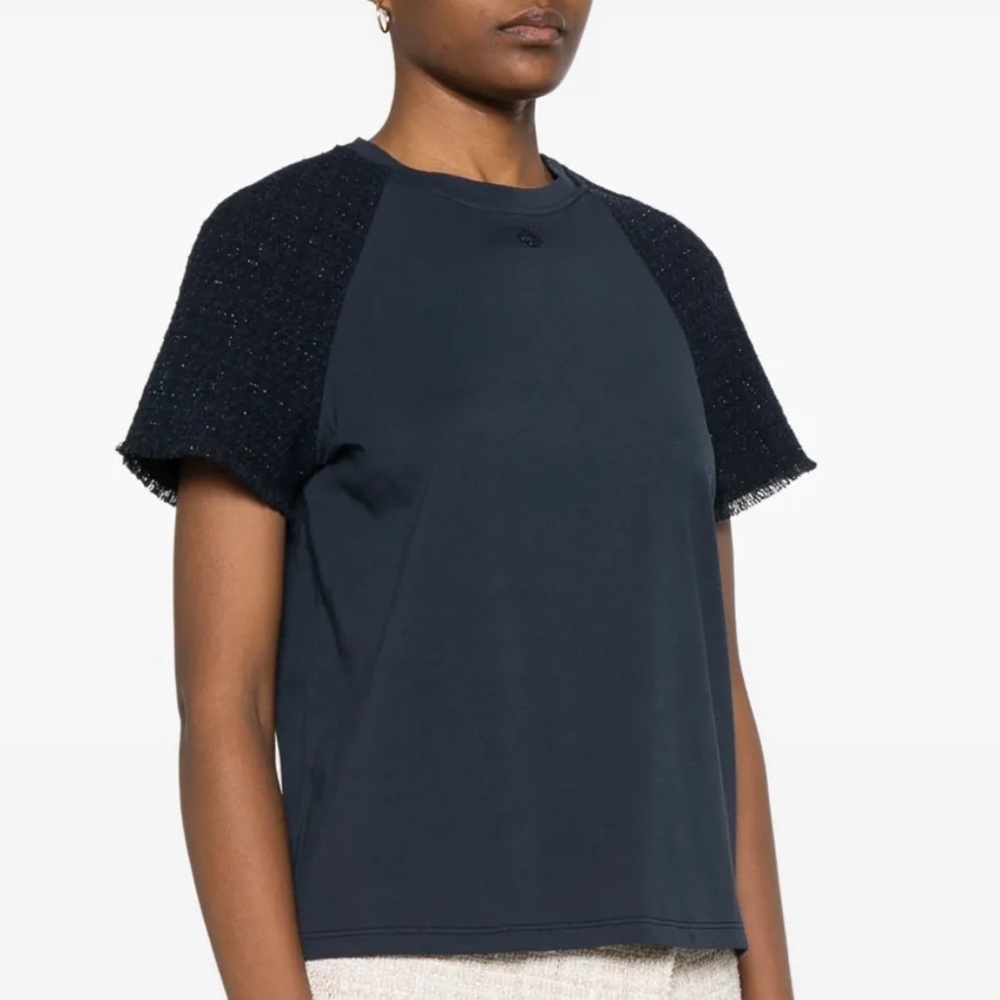 BNWT Maje tweed and organic cotton t shirt - 2